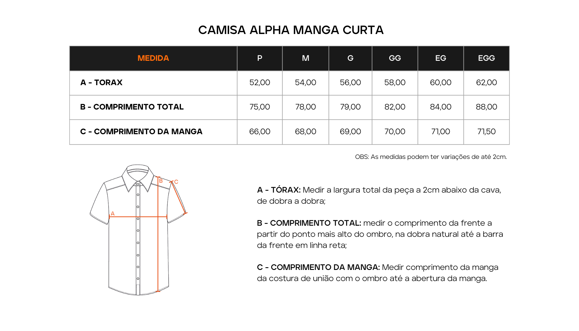 Tabela de Medidas 1