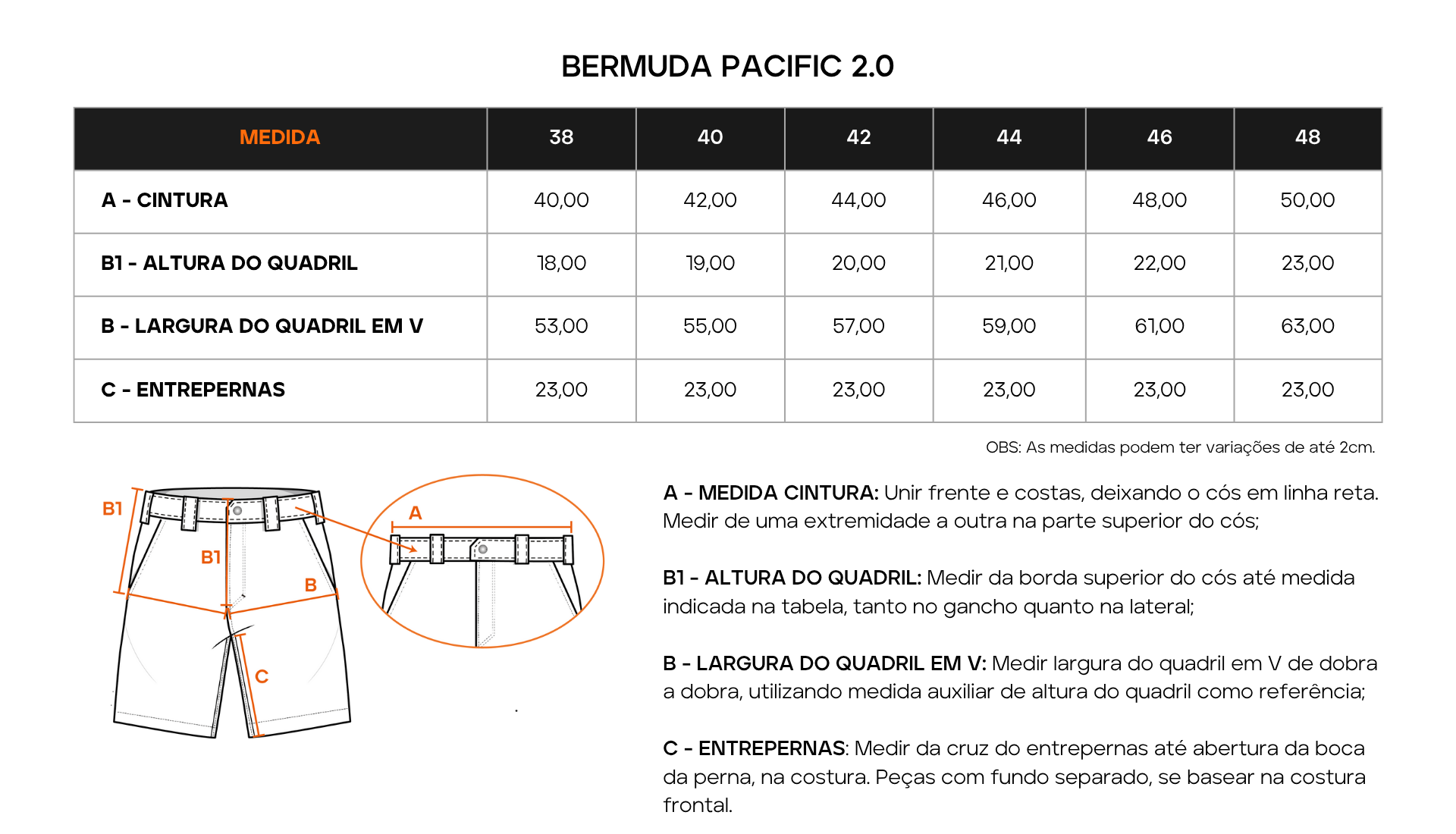 Tabela de Medidas 1