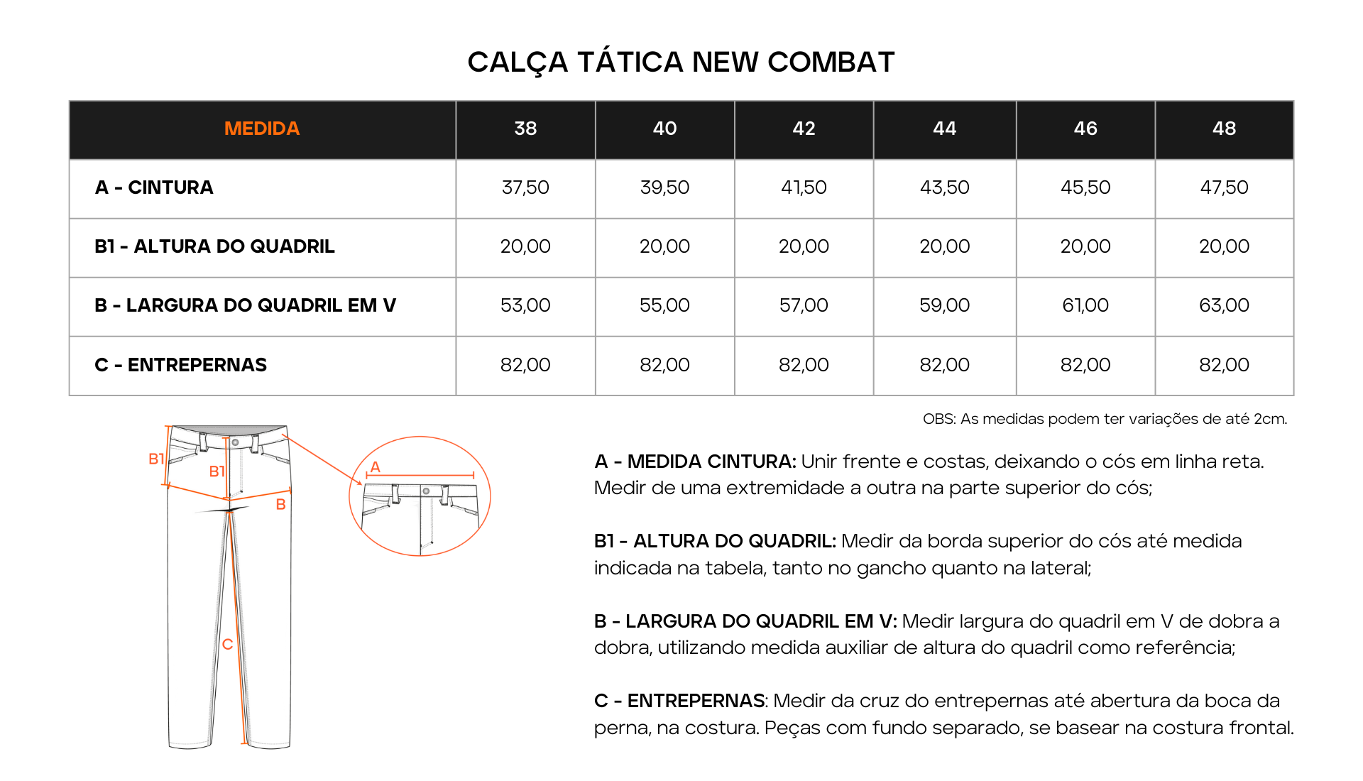 Tabela de Medidas 1