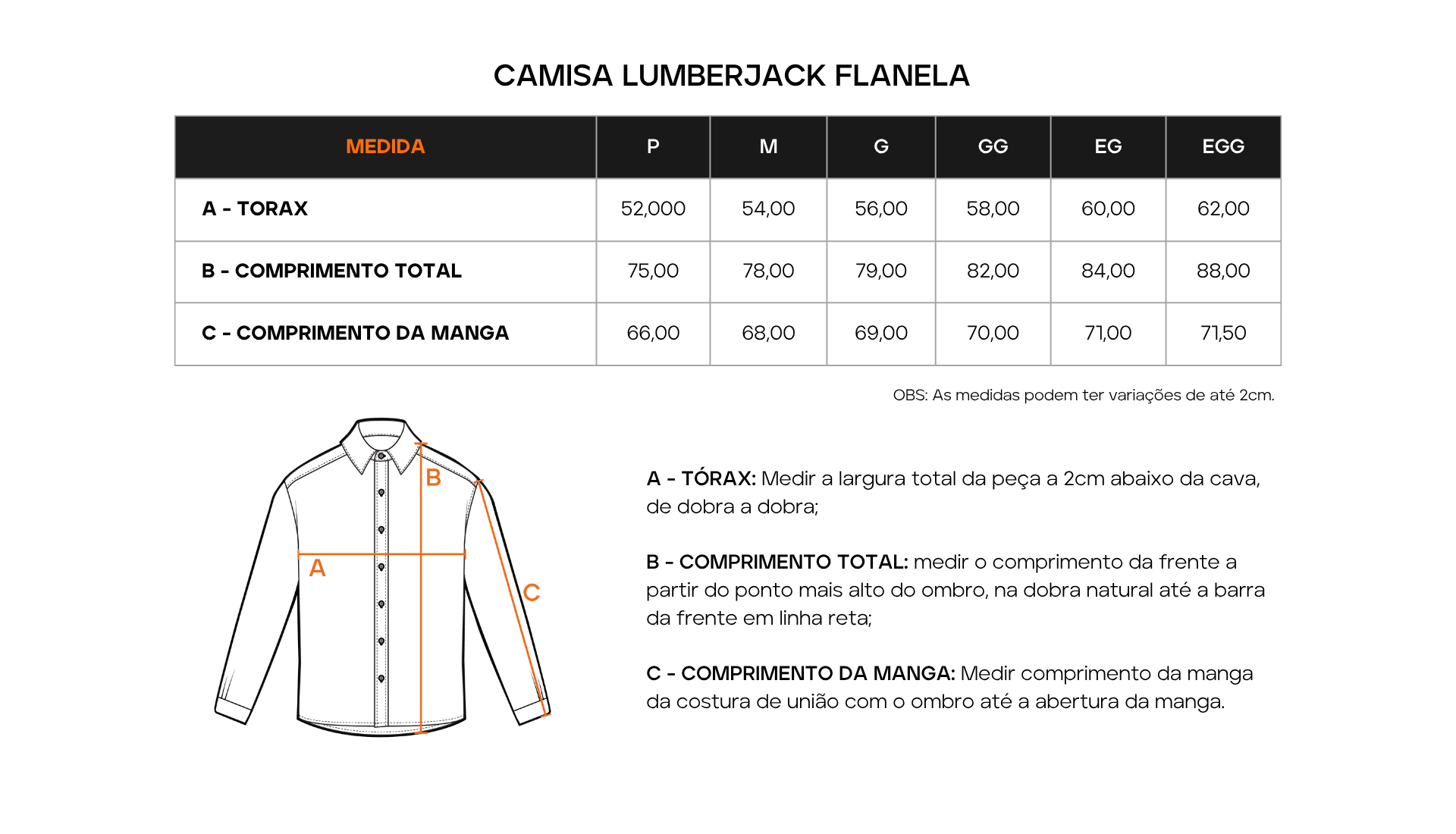 Tabela de Medidas 1