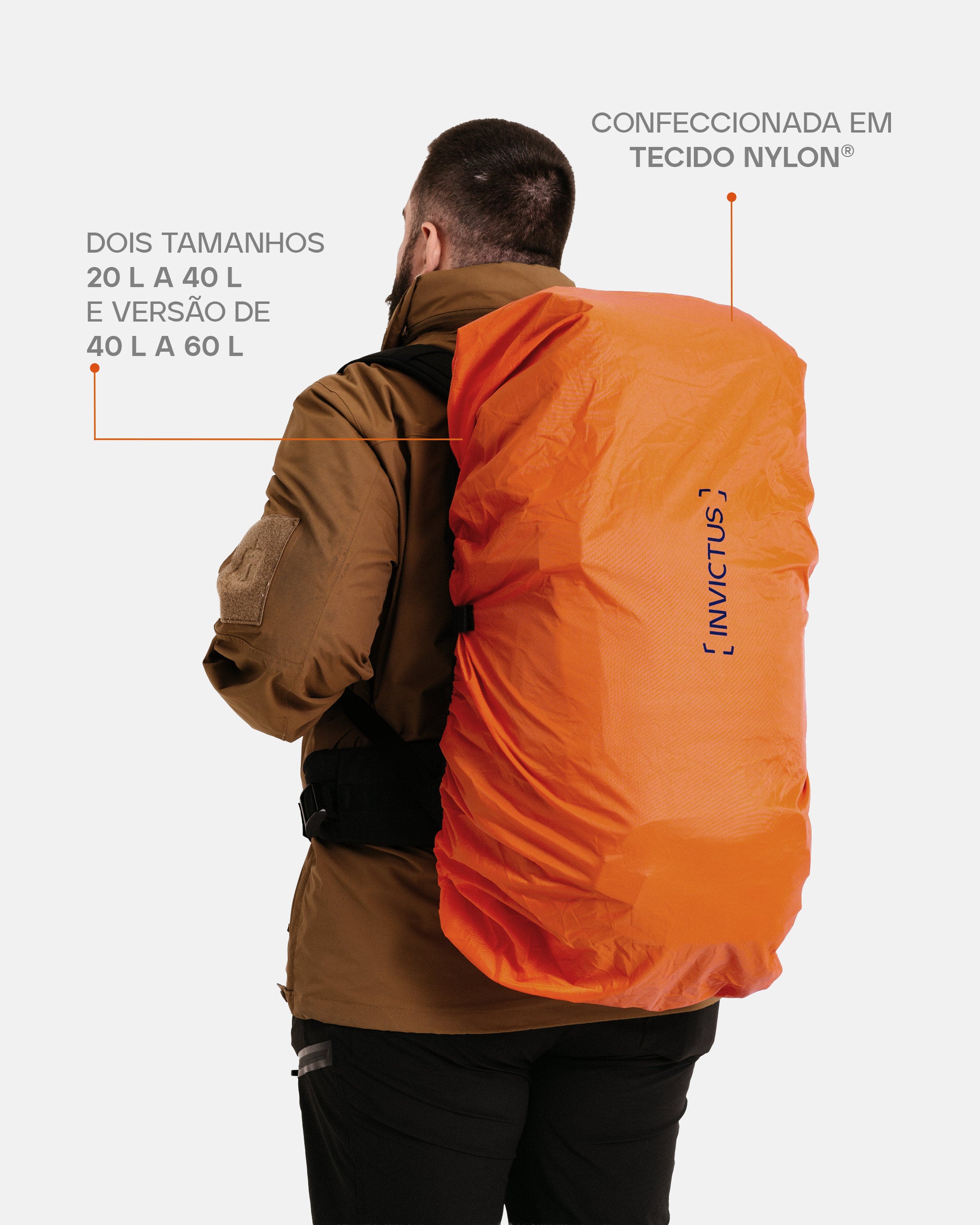 Capa de Chuva Drypack para Mochila 40L a 60L - Laranja