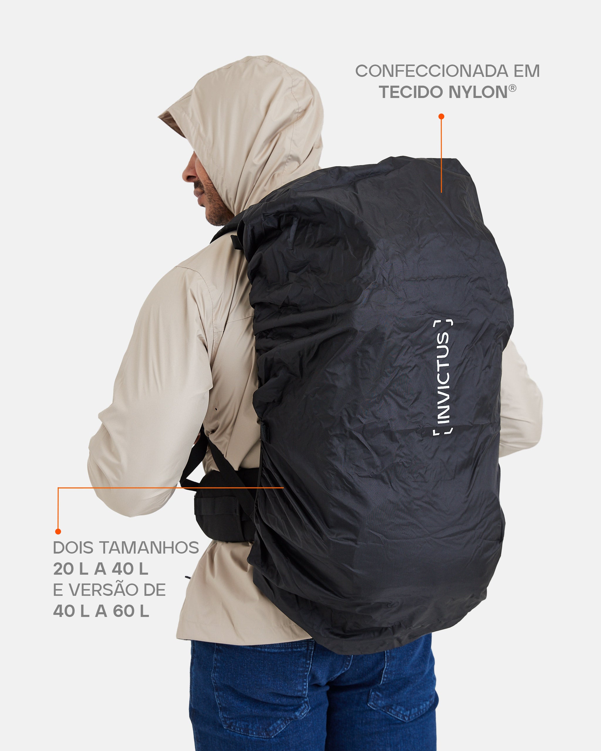 Capa de Chuva Drypack para Mochila 40L a 60L - Preta