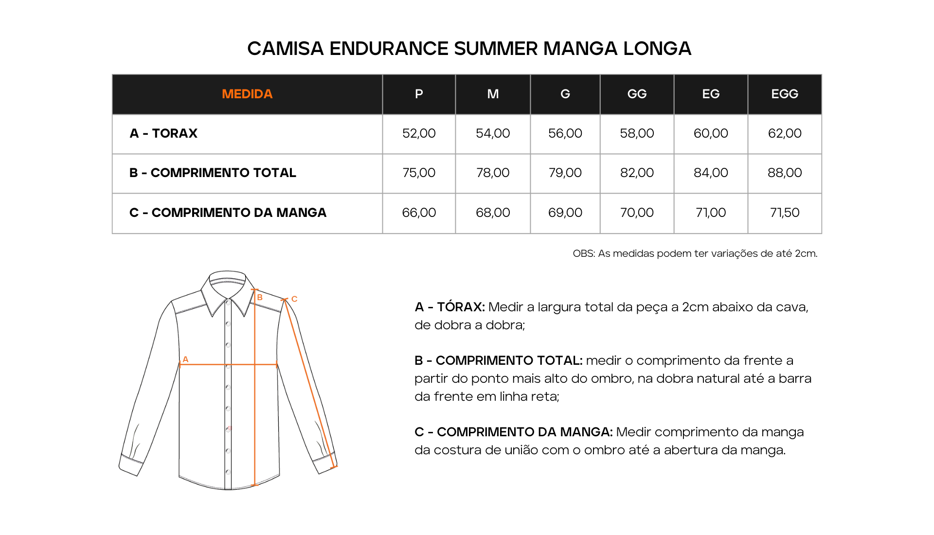Tabela de Medidas 1