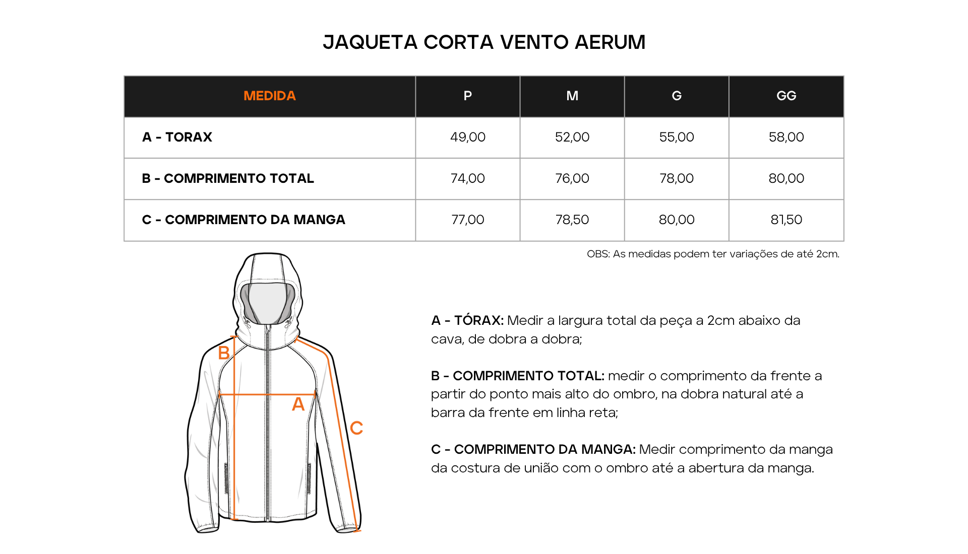 Tabela de Medidas 1