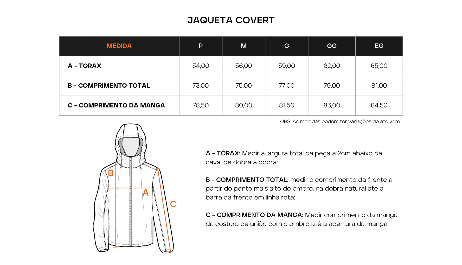 Tabela de Medidas 1