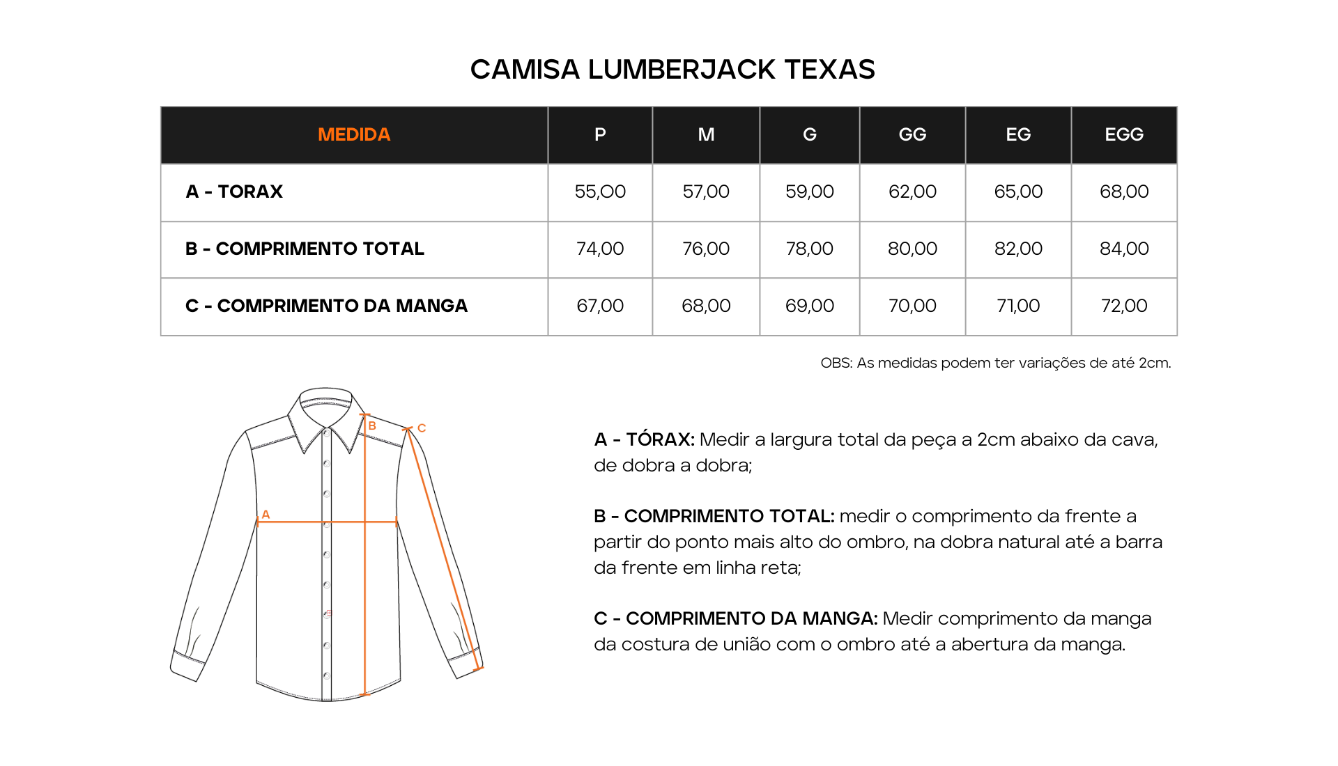 Tabela de Medidas 1