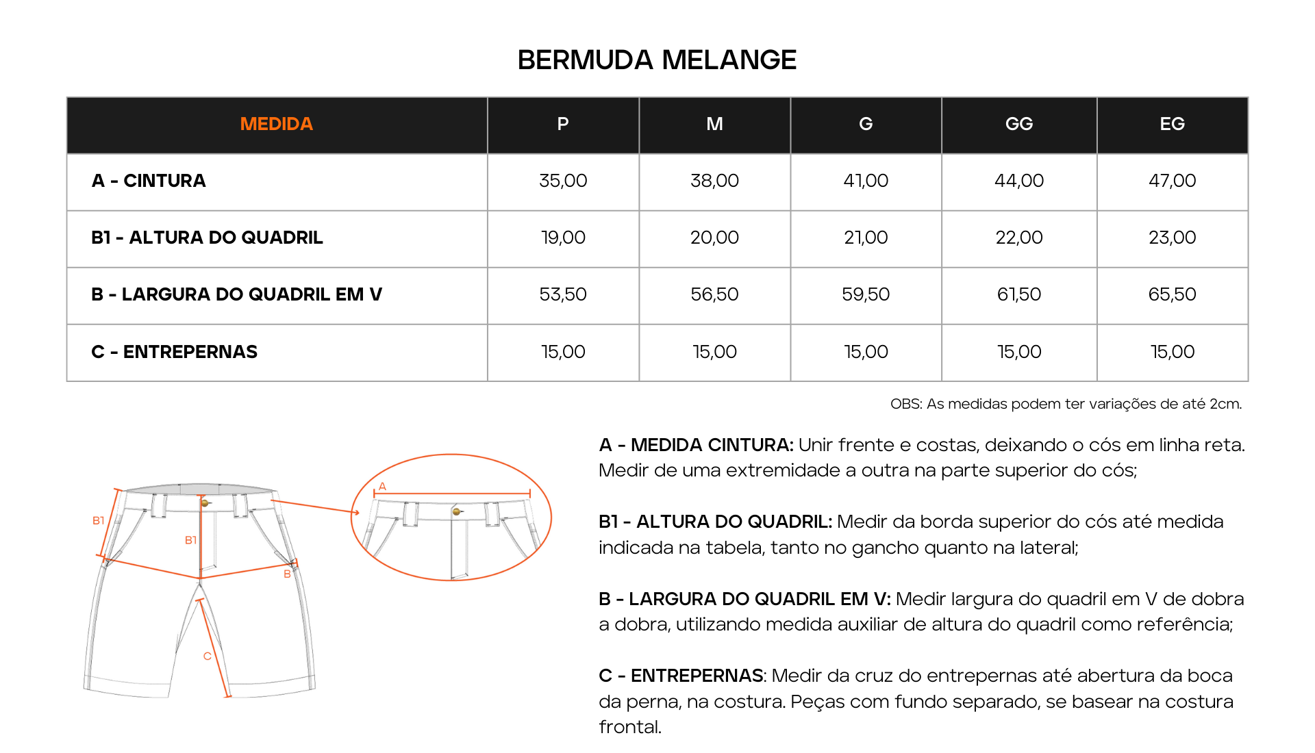 Tabela de Medidas 1