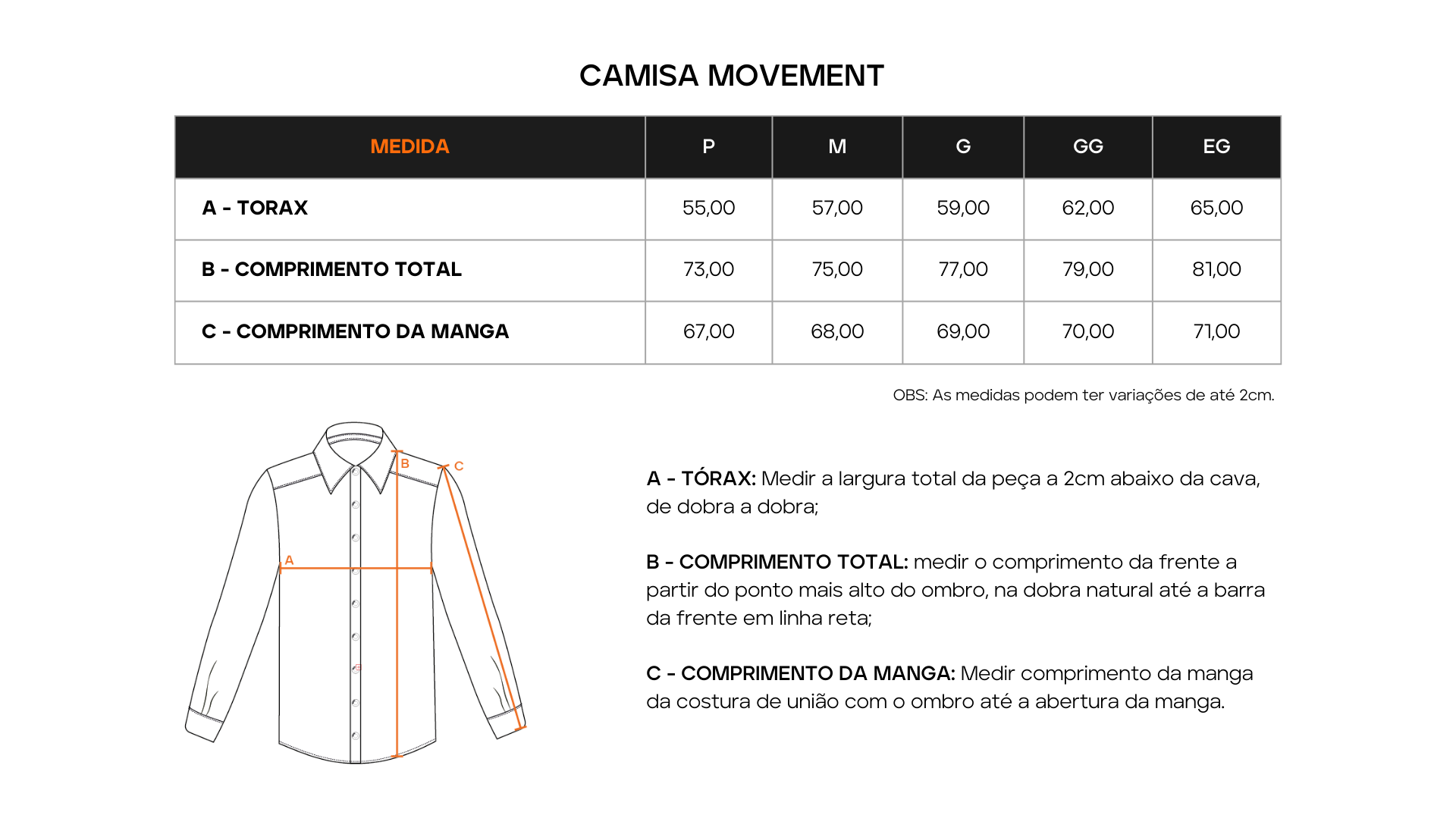 Tabela de Medidas 1
